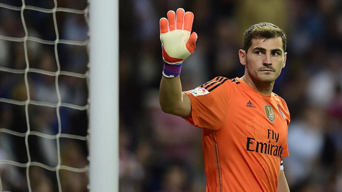 Iker Casillas, en su último partido con la camiseta del Madrid en el Bernabéu, contra el Getafe el pasado 23 de mayo