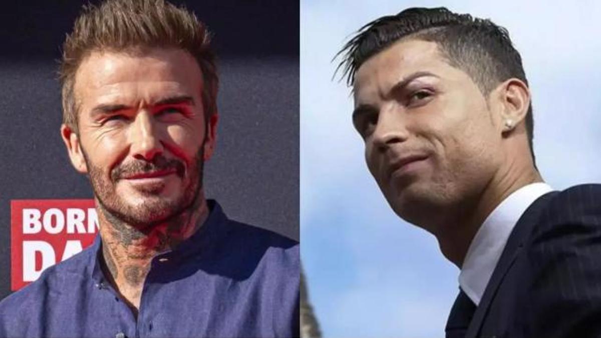 Combo de David Beckham (i) y Cristiano Ronaldo (d).