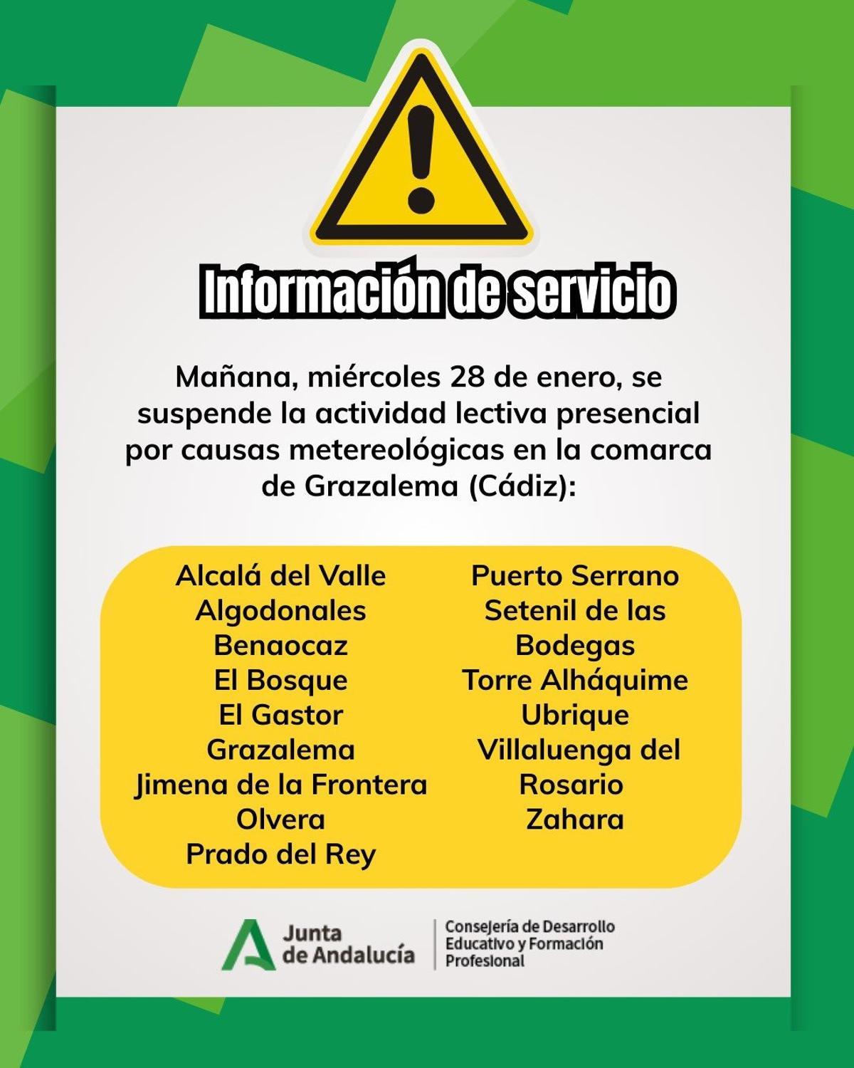 El temporal obliga a suspender las clases en 77 municipios de Almería, Málaga y Cádiz