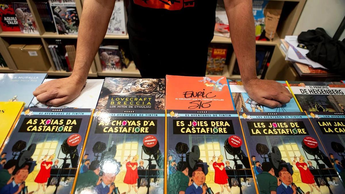 Detall del còmic de Tintín 'Les joies de la Castafiore' exposat a Comic Barcelona.