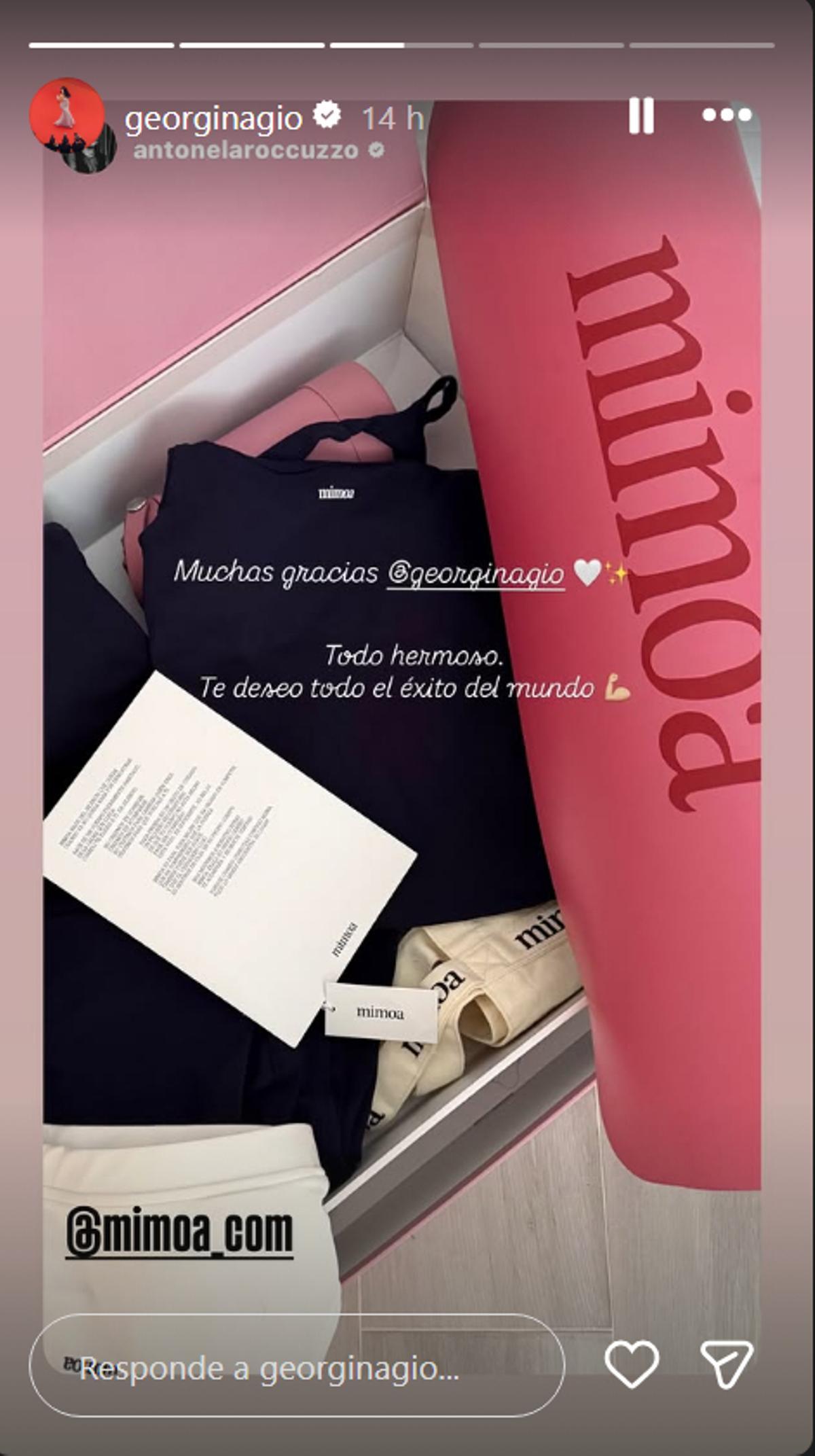 Georgina Rodríguez resubió en su cuenta de Instagram la foto con las palabras de agradecimiento de Antonela Rocuzzo.
