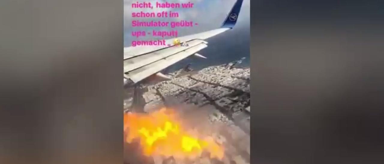 El impactante vídeo del fuego en un motor del avión que aterrizó de emergencia en Fuerteventura