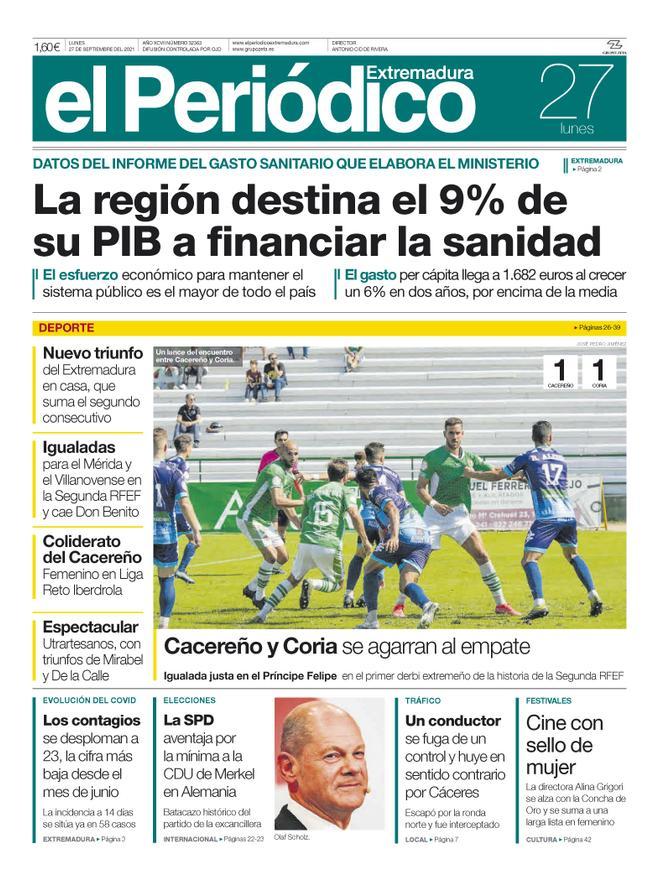 Consulta la portada correspondiente al día 27 de septiembre del 2021