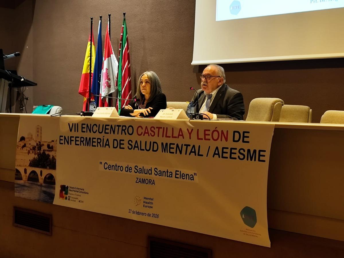 La jefa de Enfemería de Psiquiatría y Salud Mental del complejo asistencial de Zamora, Ana Castaño, y el presidente de la Asociación Española de Enfermería en Salud Mental, Francisco Megías, en el encuentro.
