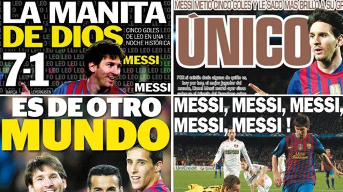 Portada de ’Sport’, ’Esto’ (Mèxic), ’Líbero’ (Perú) i ’L’Equipe’ (França). Portada de ’Sport’, ’Esto’ (Mèxic), ’Líbero’ (Perú) i ’L’Equipe’ (França).