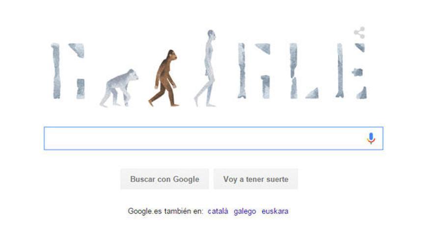 Lucy la australopithecus, en el doodle de Google.