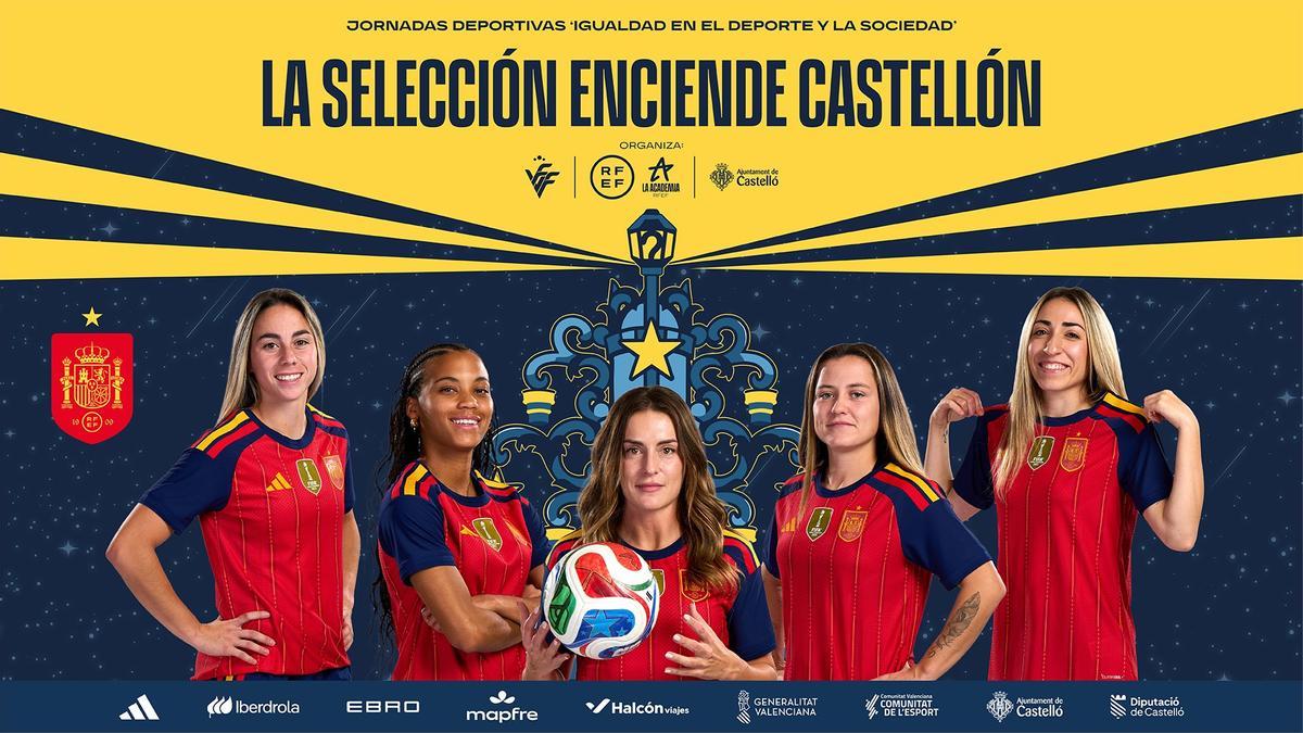 Cartel promocional del España-Islandia de fútbol femenino en Castalia.