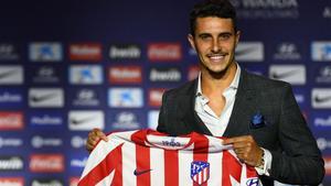 Mario Hermoso en su presentación como nuevo jugador del Atlético de Madrid