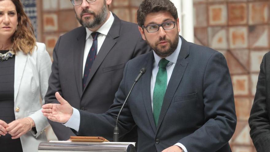 López Miras en la presentación de su candidatura en la Asamblea Regional.