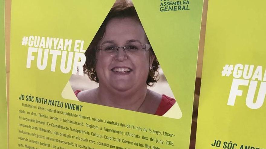 Cartel de la campaña de Ruth Mateu en el congreso de Més para entrar en la ejecutiva.