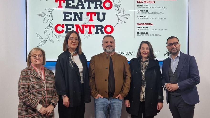 Por la izquierda, Charo Suárez, Covadonga Díaz, Sandro Cordero, Cristina Lorenzo y David Álvarez, ayer. | LNE
