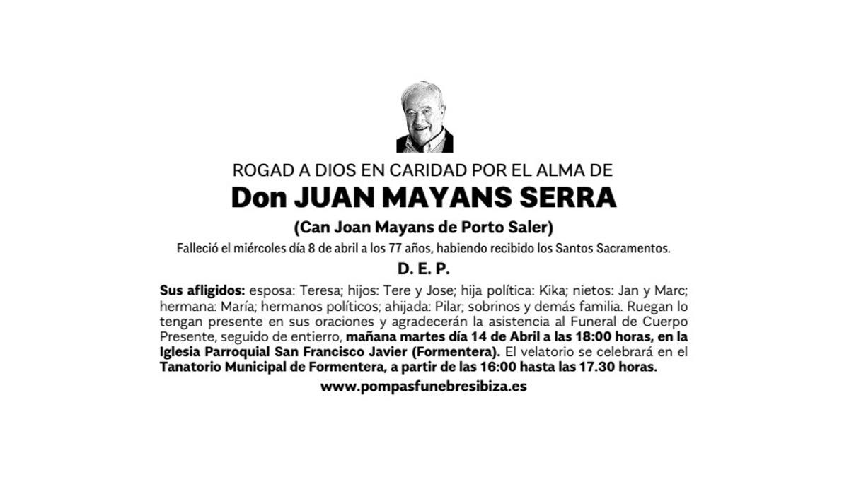 Esquela Juan Mayans Serra