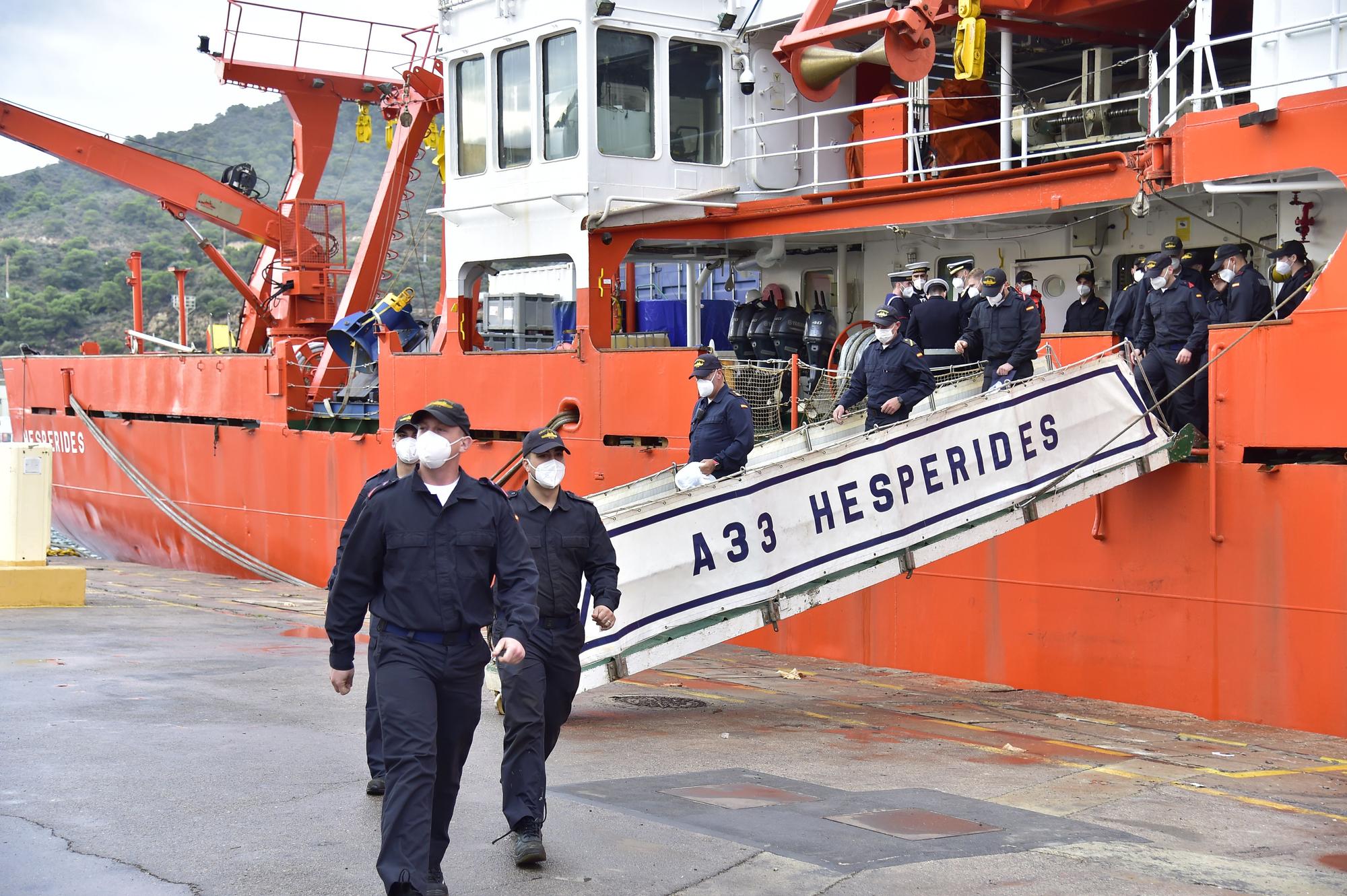 Así ha sido la salida del buque Hespérides desde el Arsenal de Cartagena