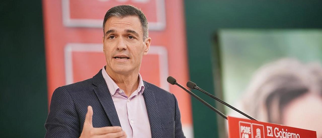 Pedro Sánchez interviene en un acto del PSOE en Vitoria.