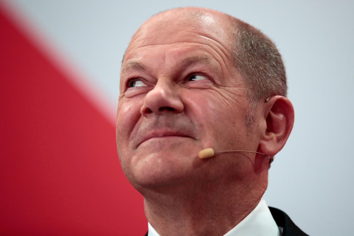 El candidato del SPD, Olaf Scholz, tras conocer el resultado de las elecciones.