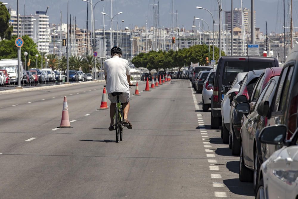 Iniciada la supresión definitiva de uno de los  tres carriles del lado del mar del Passeig Marítim