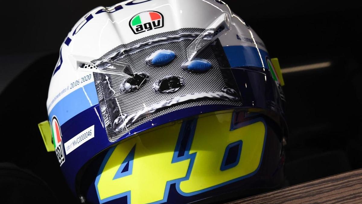 El casco de Rossi este domingo en Misano