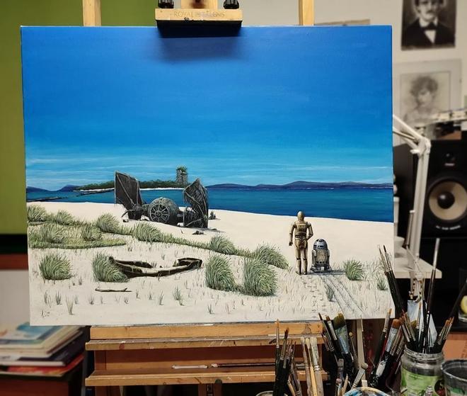 De King Kong en el Xeral a Star Wars en Toralla: el pintor que dibuja el Vigo más fantástico