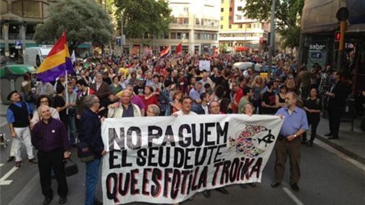 Cabecera de la manifestación de este sábado en Barcelona.