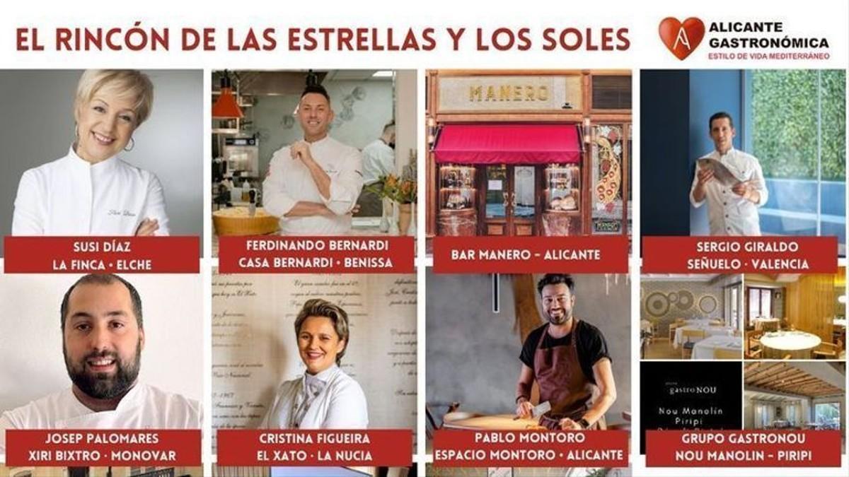 Algunos de los chefs que participan en El Rincón de las Estrellas y los Soles de Alicante Gastronómica