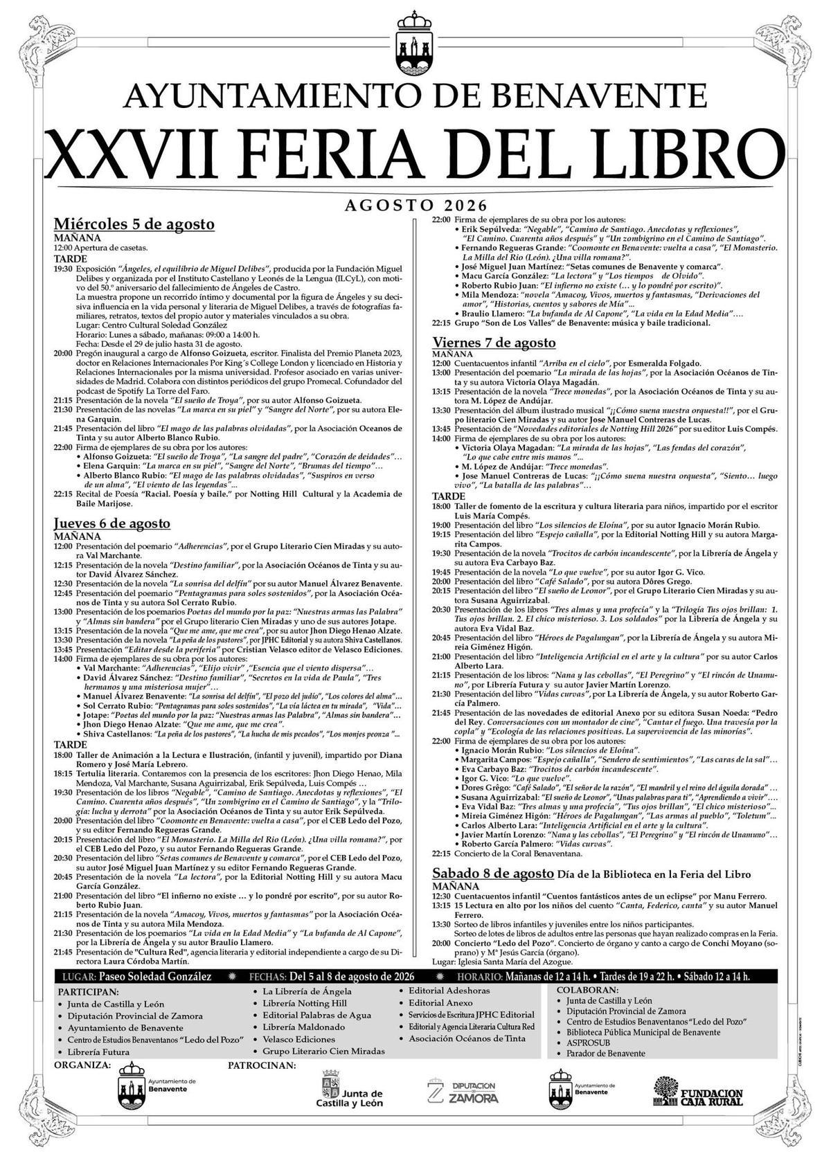 Programa completo de la Feria del Libro.