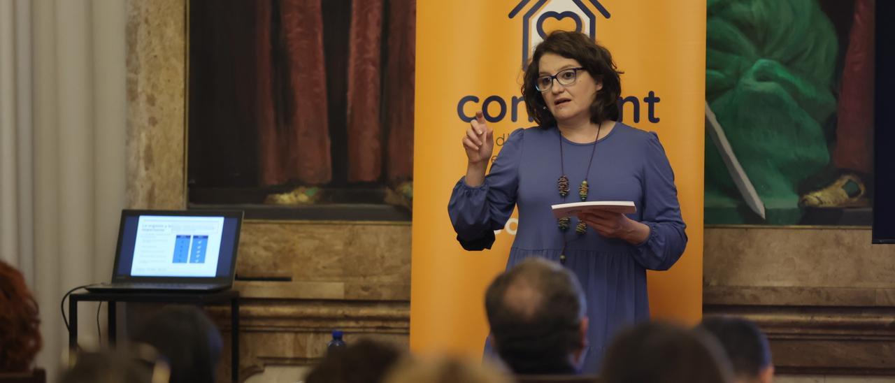 La exconsellera de Políticas Inclusivas, Mónica Oltra, a finales de mayo en Castelló, cuando presentó el plan Convivint.