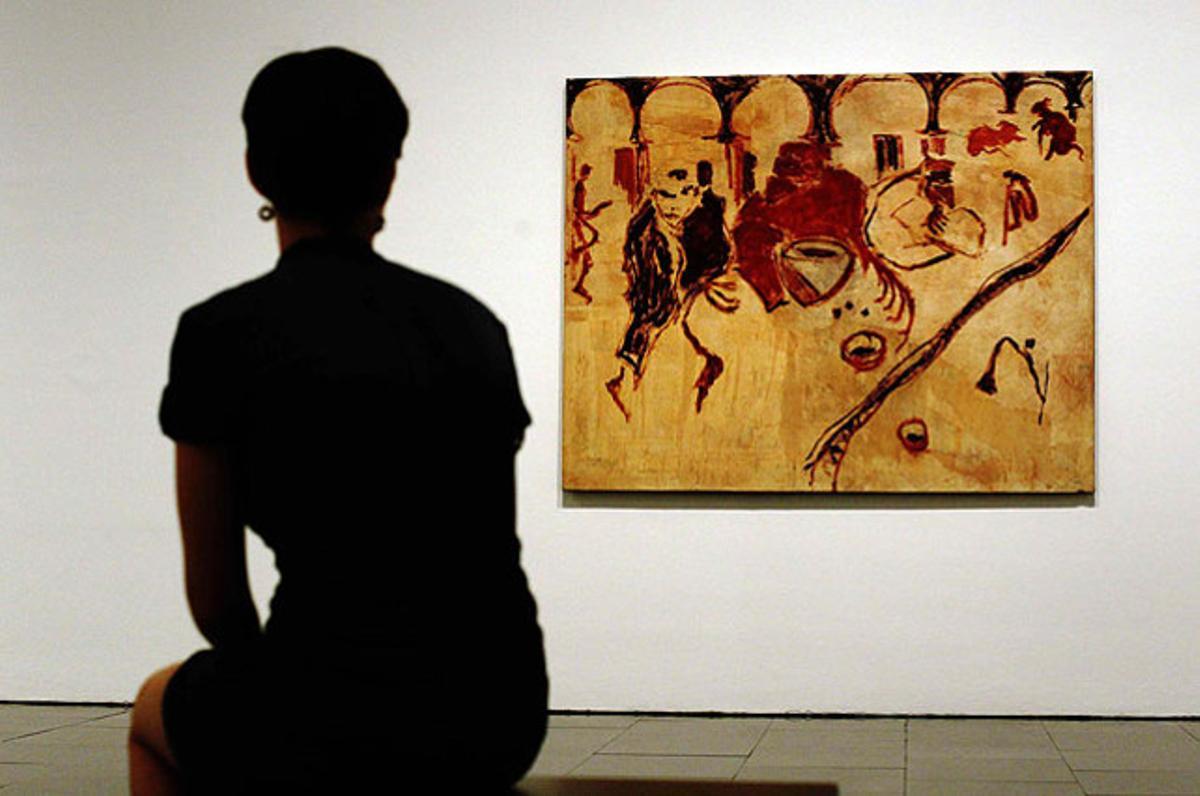 L’obra de Luis Claramunt ’Baralla de gats’ (1987), una de les 1.200 que s’inclouen en la retrospectiva d’aquest artista autodidacte, al MACBA (Barcelona).