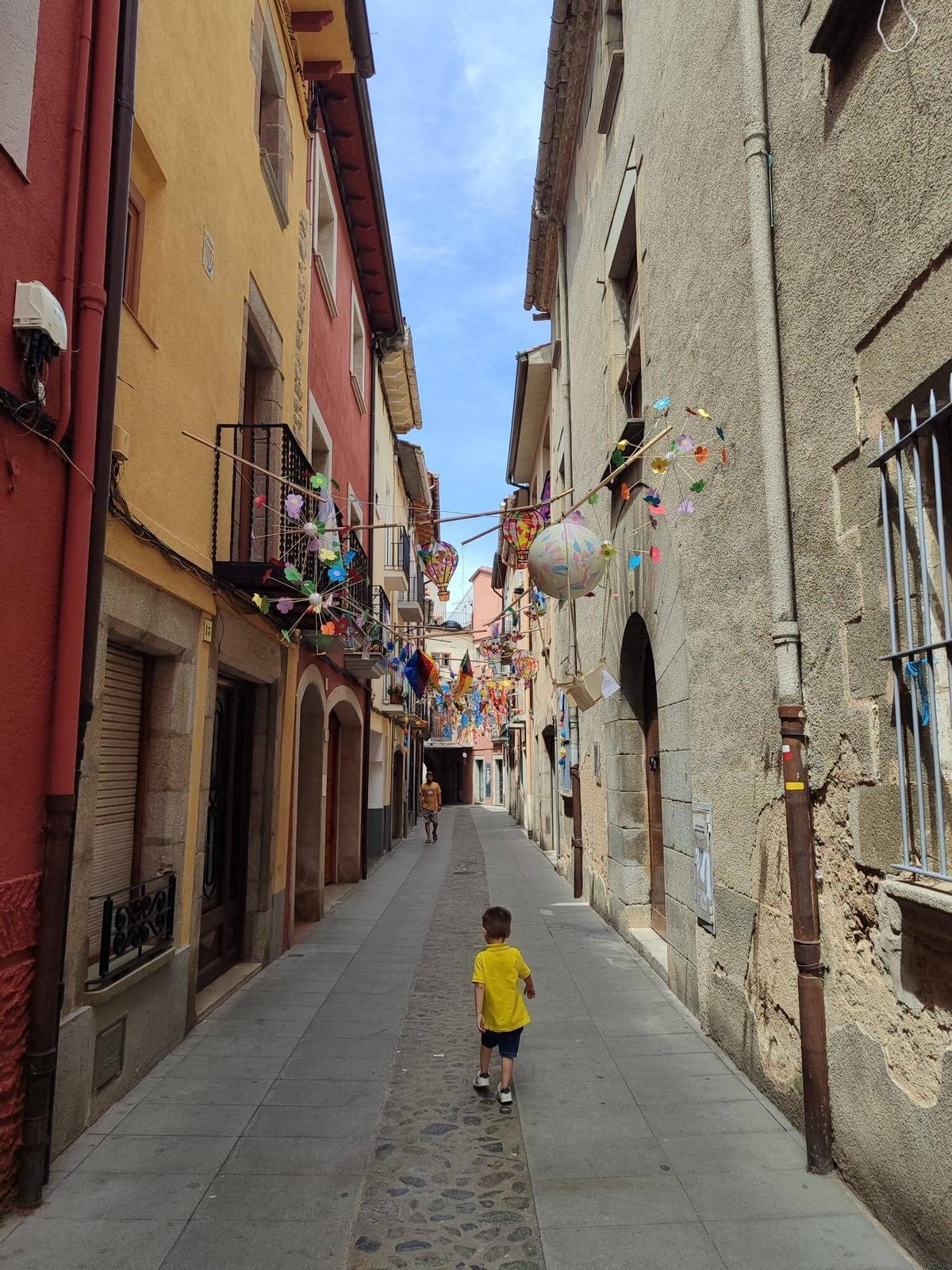 Un dels carrers d'Arbúcies engalanat per l'ocasió.