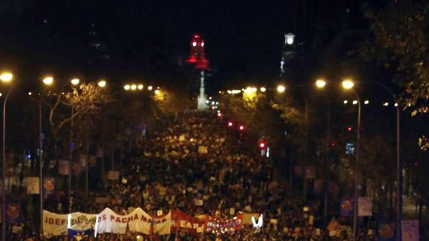 La Marcha por el Clima, ayer, en el centro de Madrid.