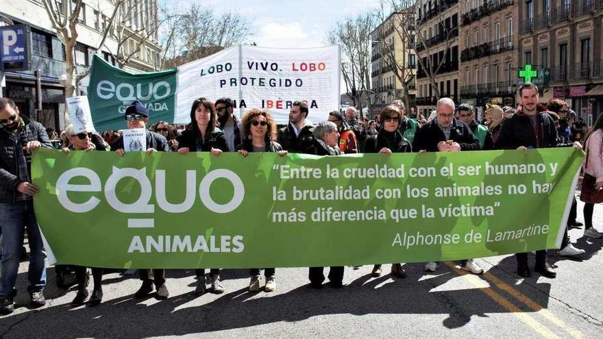 Marcha en defensa del lobo organizada ayer en Madrid.