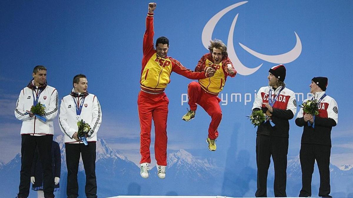 Santacana y Galindo, celebrando medalla en Sochi 2014