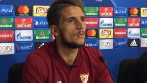 01/11/2016 Daniel CarriÃ§o, jugador del Sevilla, en rueda de prensa de la Liga de Campeones