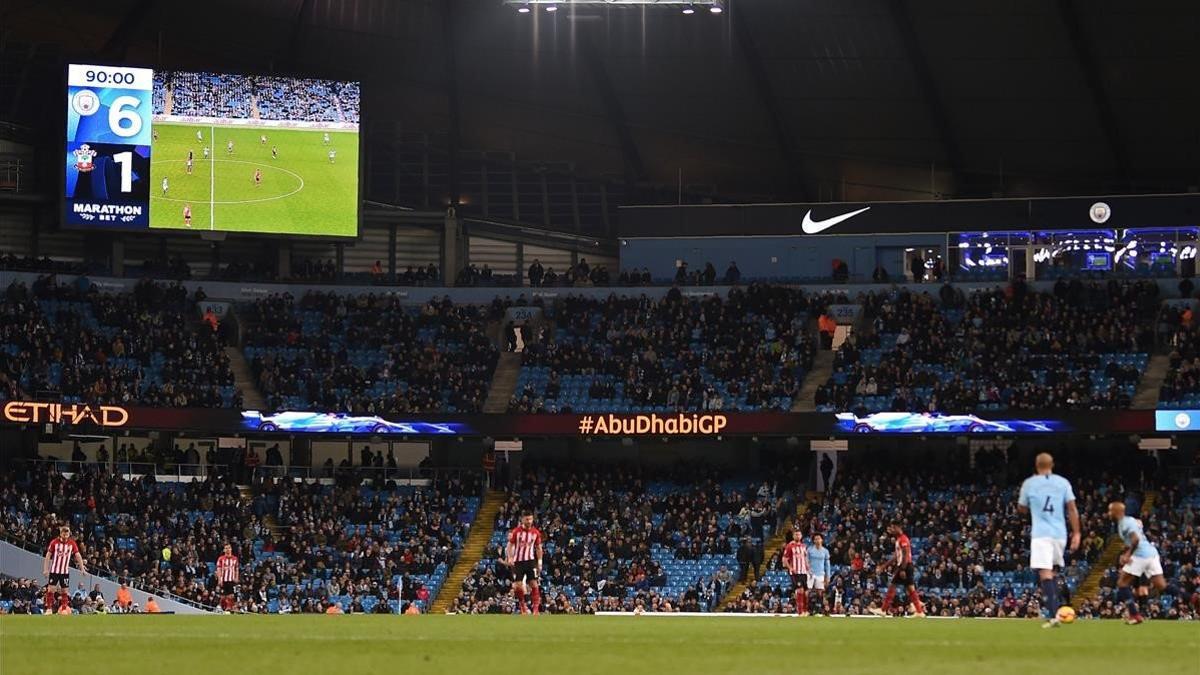 El marcador del Etihad refleja la goleada del City al Southampton.