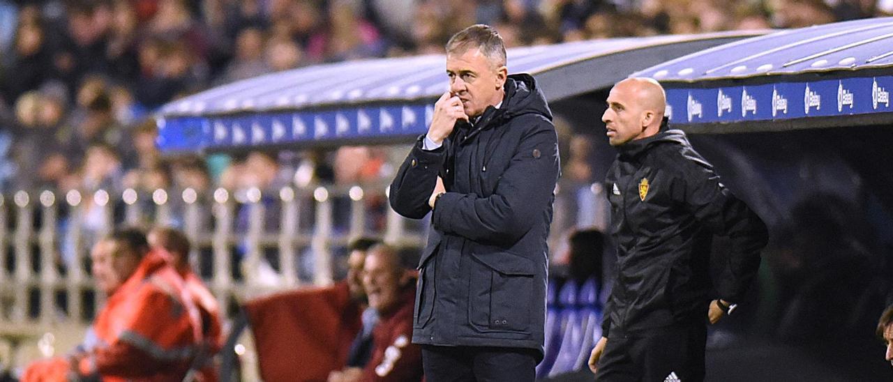 Lucas Alcaraz, en La Romareda en uno de los partidos que dirigió al Real Zaragoza