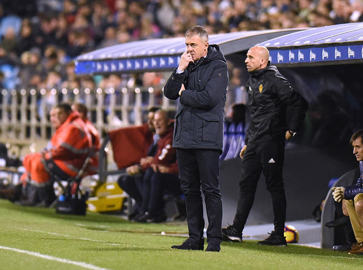 Lucas Alcaraz, en La Romareda en uno de los partidos que dirigió al Real Zaragoza