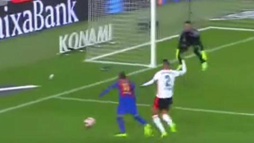 El diario Sport reclama penalti en la jugada que Neymar se tira en el área del Valencia