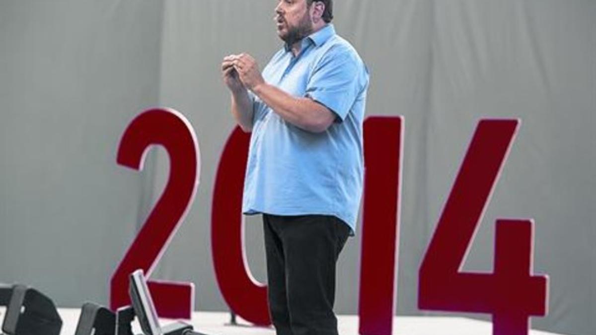 Oriol Junqueras, en la conferencia nacional de Esquerra, en julio, en L'Hospitalet.