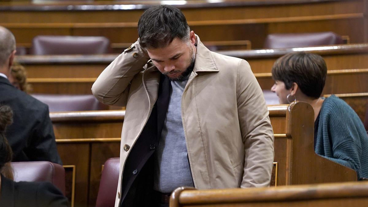 Gabriel Rufián durante el pleno celebrado este jueves.