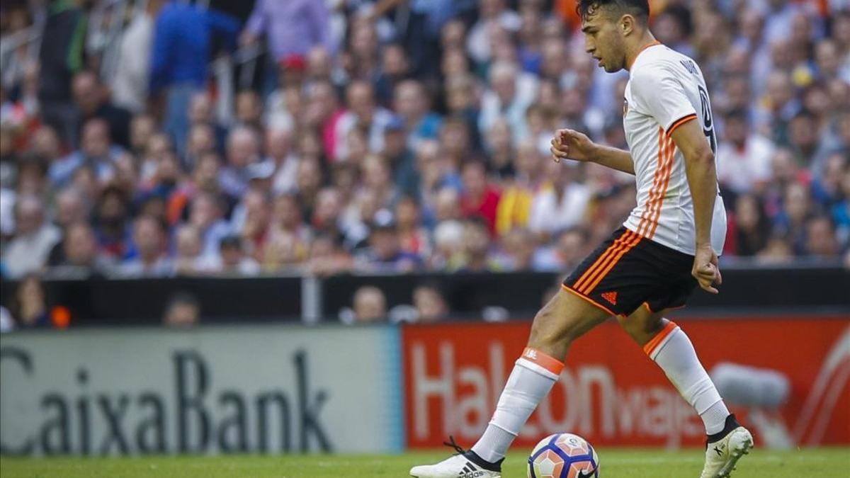 Munir (Valencia) en el partido de la jornada 9 contra el Barcelona