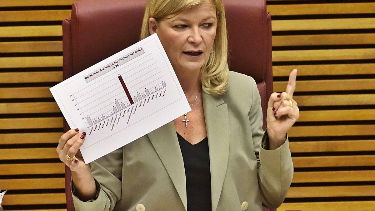 The Minister of Justice, Gabriela Bravo, in the Cortes. | INFORMATION The Minister of Justice, Gabriela Bravo, in the Cortes. | INFORMATION