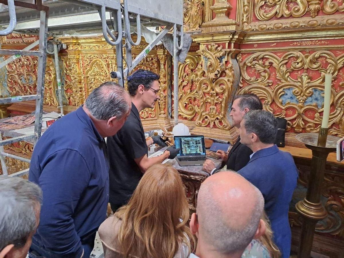 Los responsables de Patrimonio de Telde, Gran Canaria y Canarias, conocen las labores de conservación del retablo de San Juan