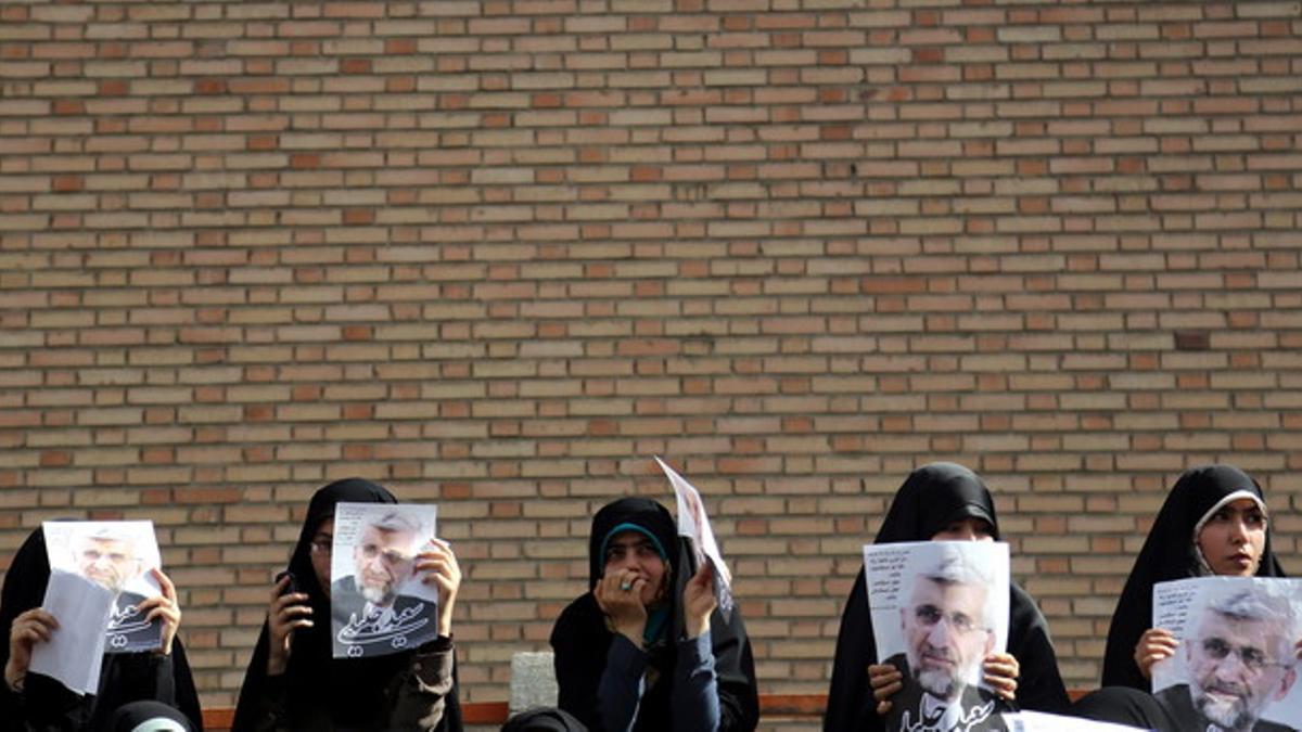 Partidarias del candidato Said Yalili, el miércoles, durante un acto de la campaña electoral en Teherán.