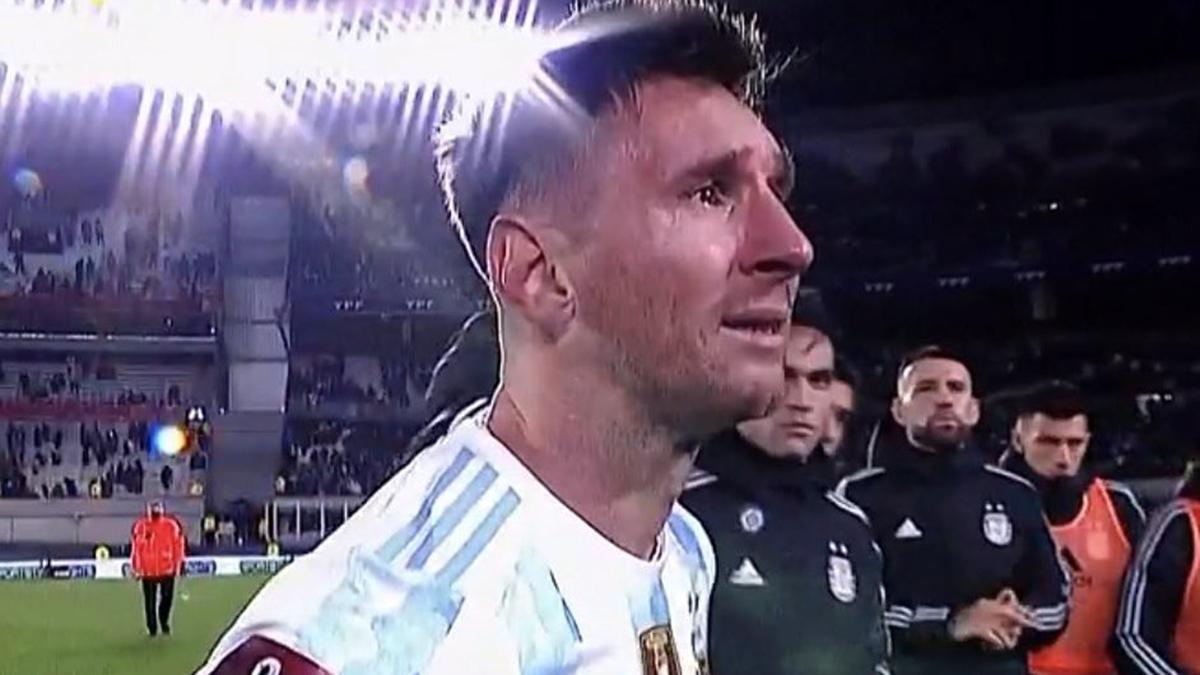Messi rompe a llorar en la celebración de Argentina