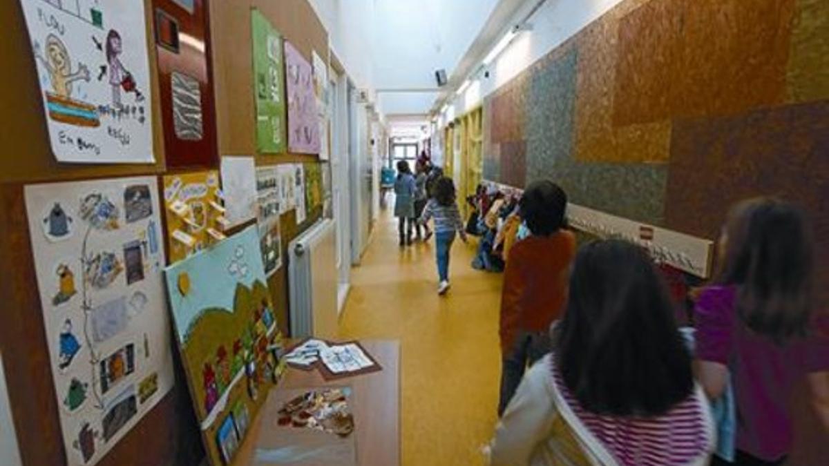 Alumnos en un colegio de Sant Pere de Vilamajor.