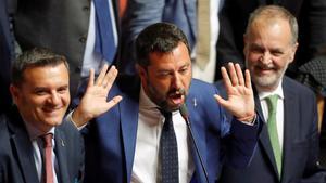 El viceprimer ministro italiano, Matteo Salvini, este martes en el Senado.
