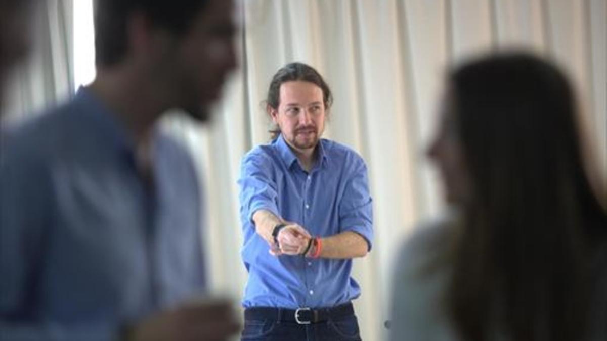 Pablo Iglesias, en la primera reunión del Consejo Estatal, ayer.