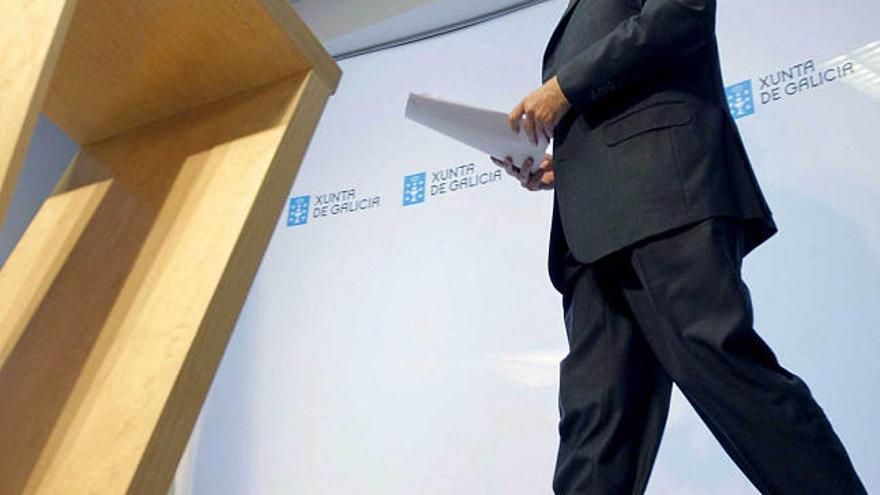El presidente de la Xunta, ayer, en Santiago, en su comparecencia tras el Consello de la Xunta.