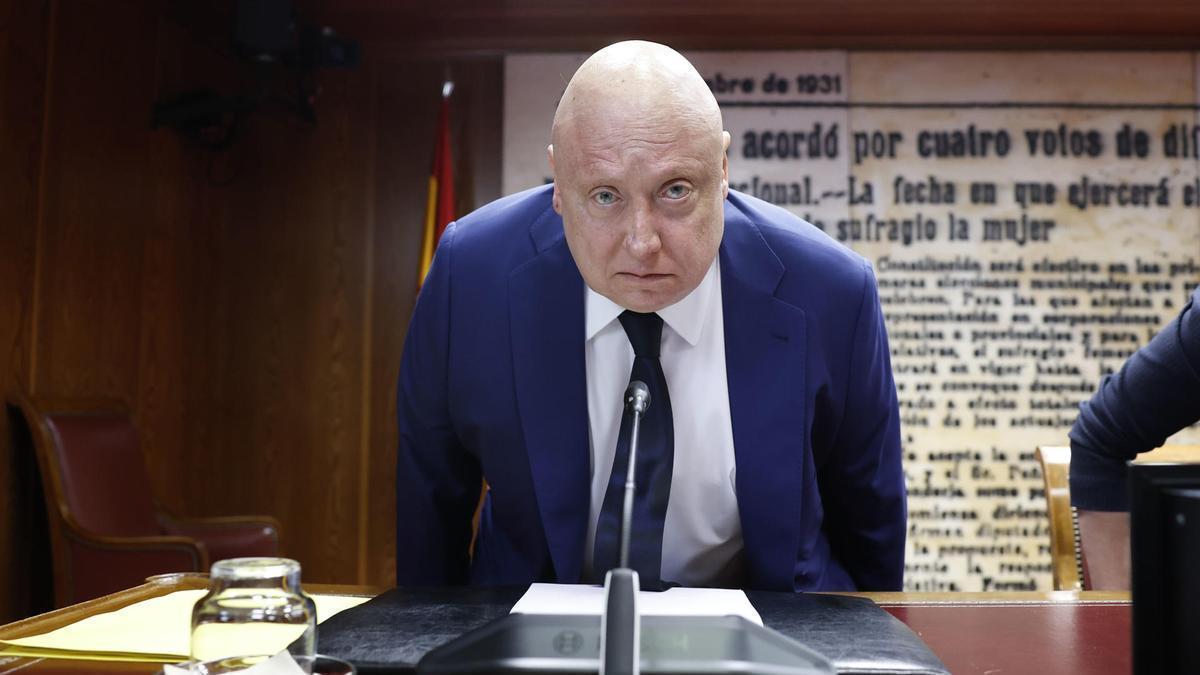 El presidente ejecutivo y fundador de Forestalia, Fernando Samper, durante su comparecencia este lunes ante la comisión de investigación del Senado por el Caso Koldo.