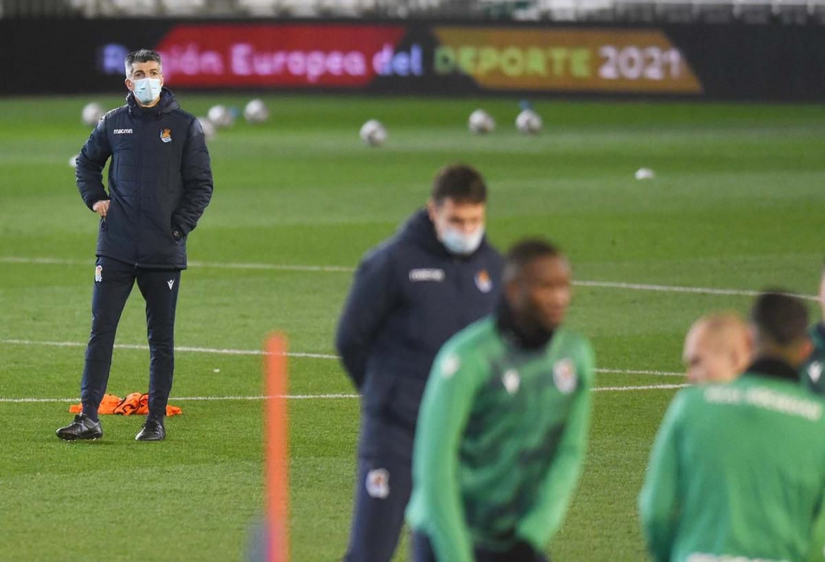 Entrenamiento de la Real Sociedad en el estadio El Arcángel