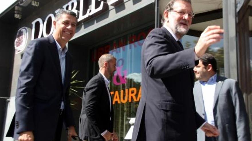 Mariano Rajoy i Xavier Garcia Albiol arribant a l&#039;Hotel URH Girona.